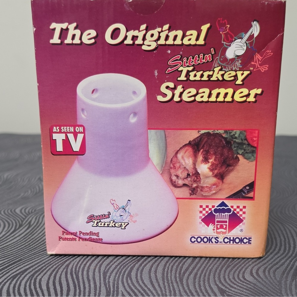 Cook's Choice Sittin' Turkey Steamer Ceramic white as seen on TV 06051